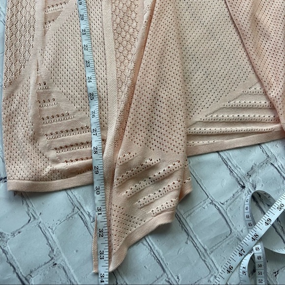 T Tahari Woman’s Peach Color Open drape front knitted cardigan long sleeve - Picture 10 of 10